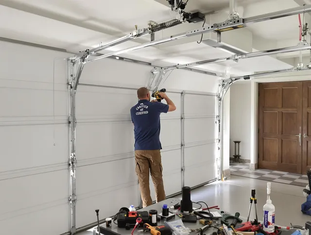 Branford Garage Door Repair certified technician performing precision garage door repair in Branford