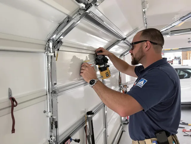 Branford Garage Door Repair technician quieting a noisy garage door in Branford