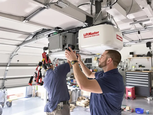 Branford Garage Door Repair technician performing advanced diagnostics on garage opener in Branford